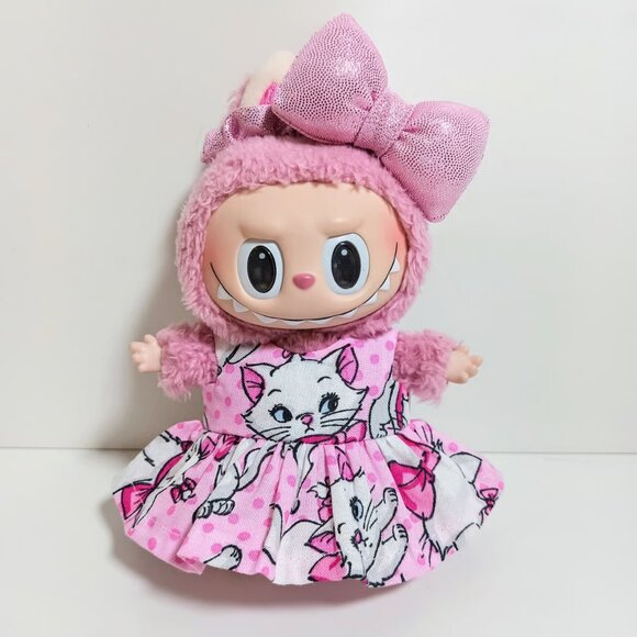 Labubu Disney Aristocats Marie Dress with Matching Metallic Pink Bow Outfit - Picture 2 of 7